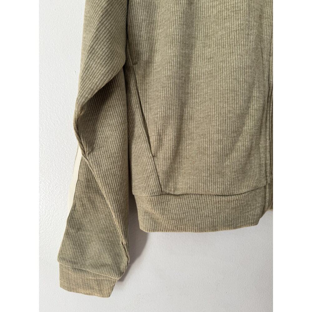 NWOT Halara Ribbed Stand Collar Long Sleeve Zipper Jacket Green Stripe Small - Picture 8 of 9